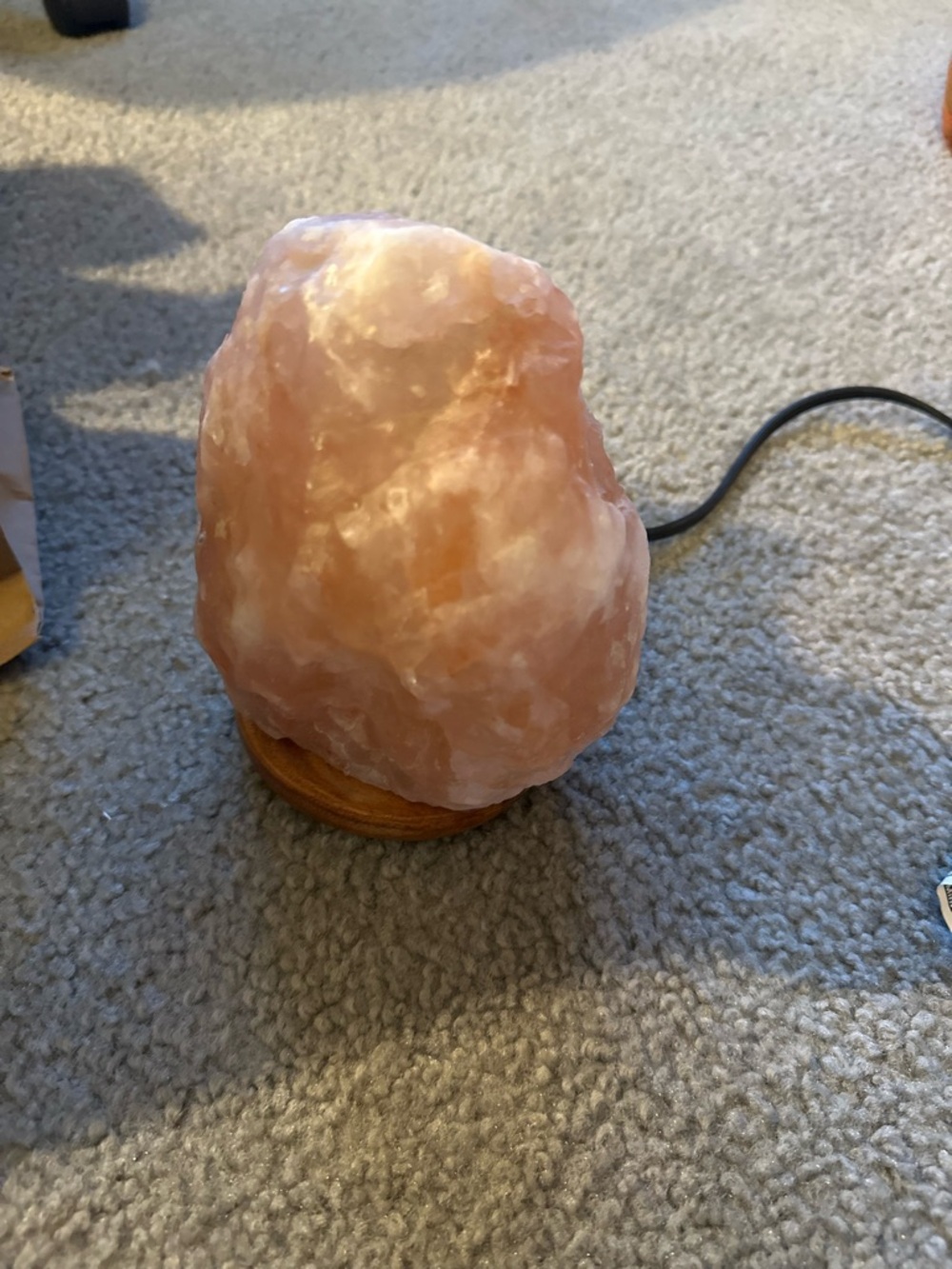 Pink Himalayan Salt Lamp on Wood Base - Natural Accent